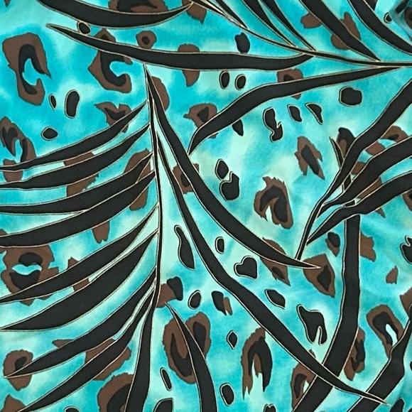 Vintage Catalina Tropical Blue and Brown Sundress swimsuit Size 14 - Picture 3 of 7